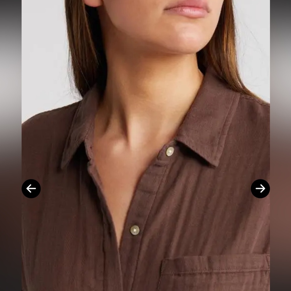 NWT Rails Chocolate Brown Button-Up Women's Top Light cotton Large - Picture 4 of 10